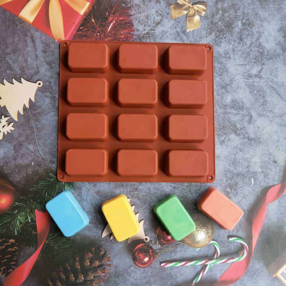 Candle Making Supplies Kit - 12 Cavity Square Silicone Soap Mold