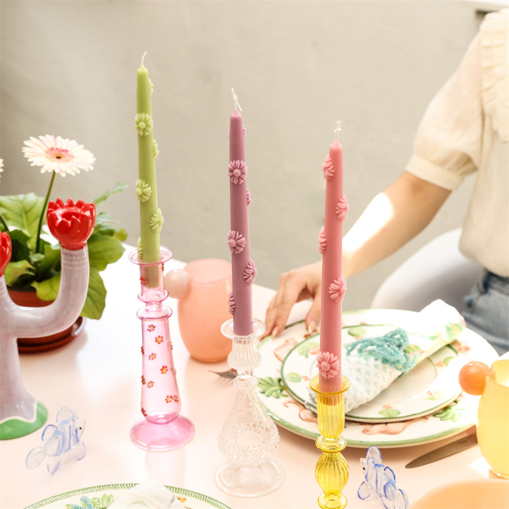 Candle Supplies In Bulk - Boowan Nicole Daisy Flower Taper Candle