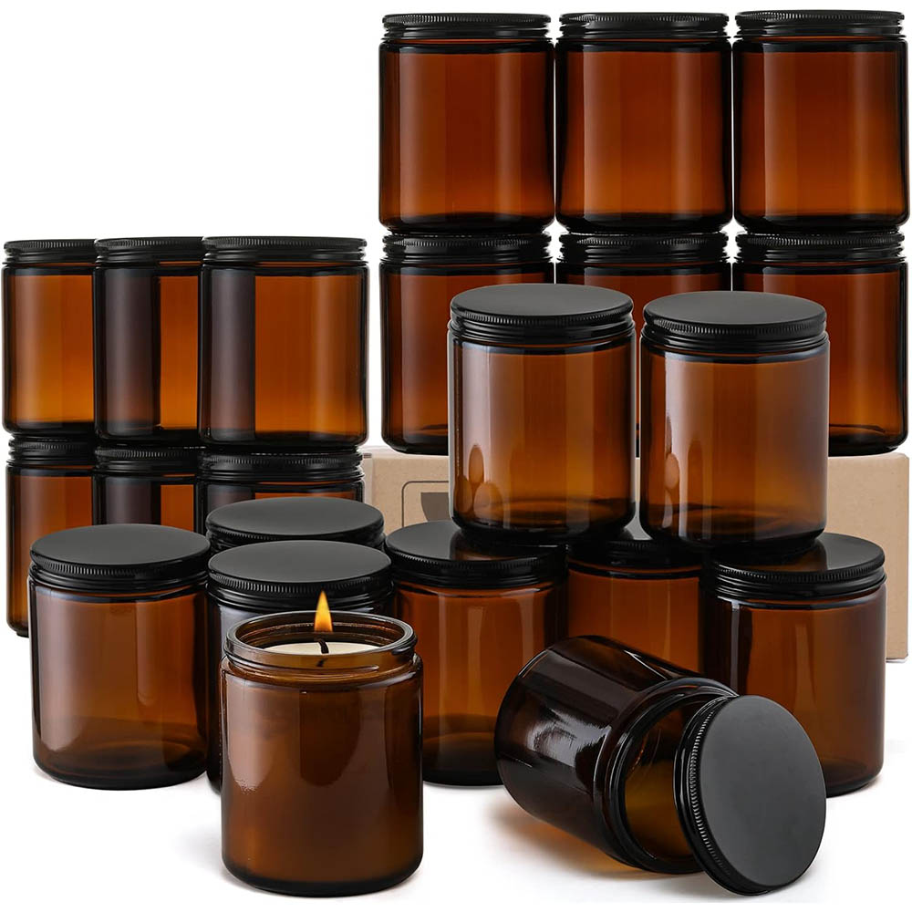 8oz Amber Glass Jars with Blac - Candle Zero review and price