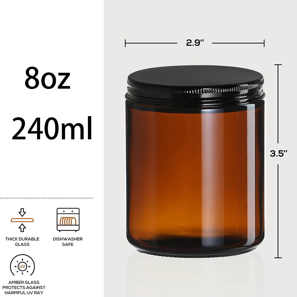 8oz Amber Glass Jars with Blac - Candle Zero review and price