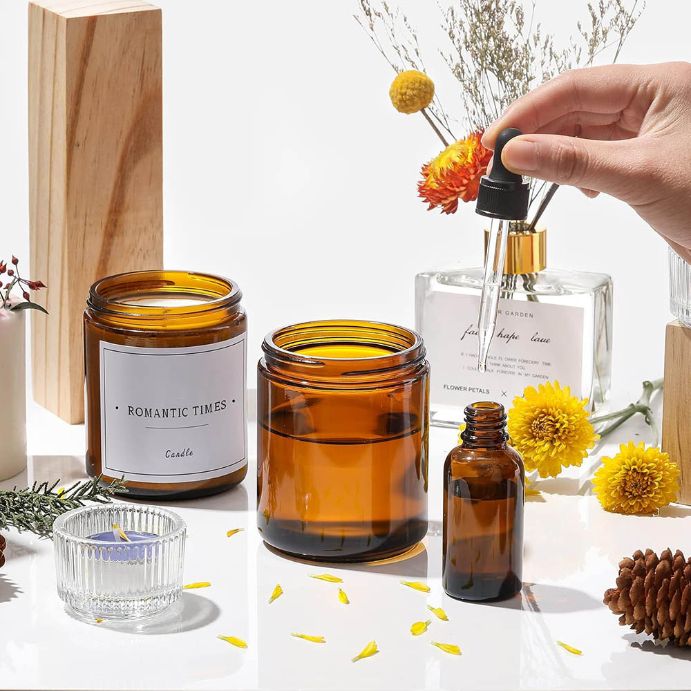 8oz Amber Glass Jars with Blac - Candle Zero review and price