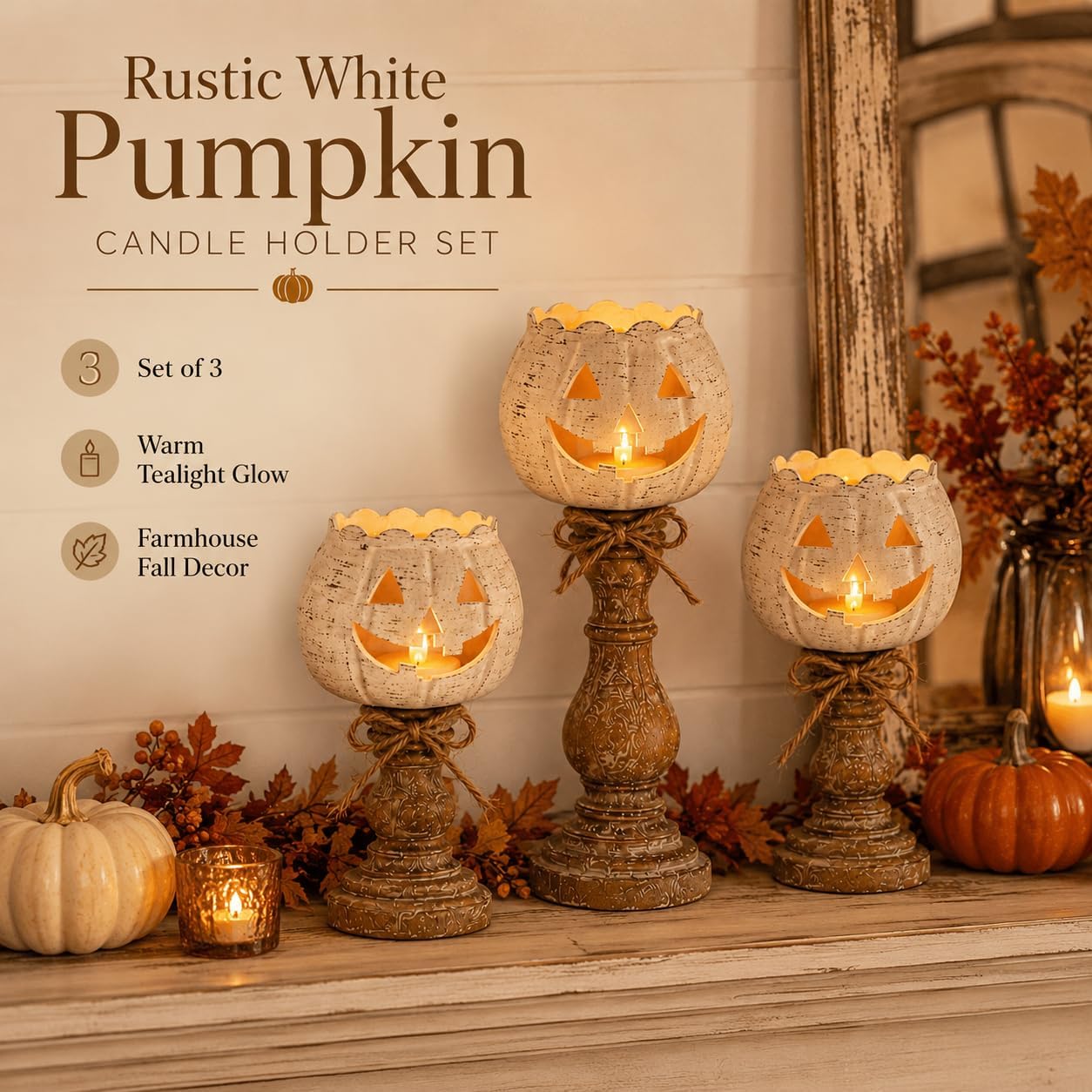 Rustic White Pumpkin Tealight  - Candle Zero review and price